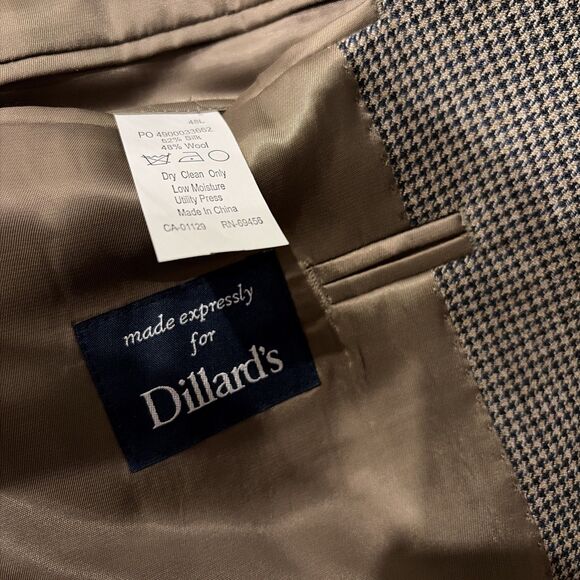 Vtg Ralph Lauren Sport Dillard’s Coat Blazer Brown Tweed Mens 48L Silk Wool Blnd - Picture 8 of 15